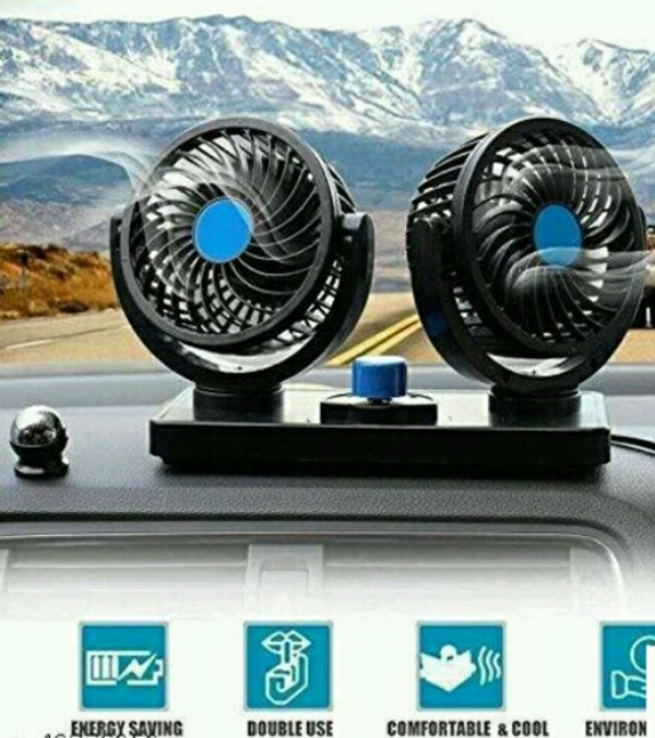 Car Dashboard Fan with Dual Head - 4 INCH, Black
